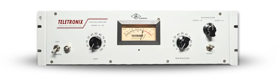 The Universal Audio reproduction of the Teletronix LA-2A leveling amplifier, shown isolated as it appears in the Access Analog gear catalogue.